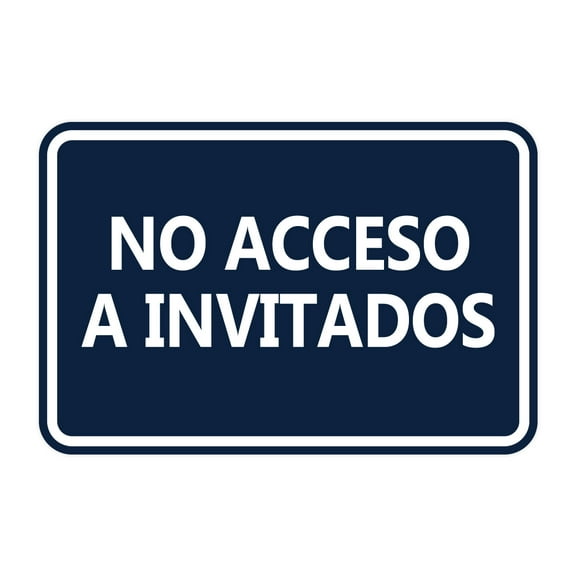 Signs ByLITA Classic Framed No Acceso A Invitados vector Durable ABS Plastic | Laser Engraved | Easy Installation | Elegant Design Sign (Navy Blue / White) - Large