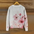 thumbnail image 4 of Uaswgudfs Women's Pink Floral Printed Knit Cardigan, Long Sleeve Button-Front Crew Neck Casual Fashion Outerwear - Spring Summer Trendy Sweater Pink 2XL, 4 of 4