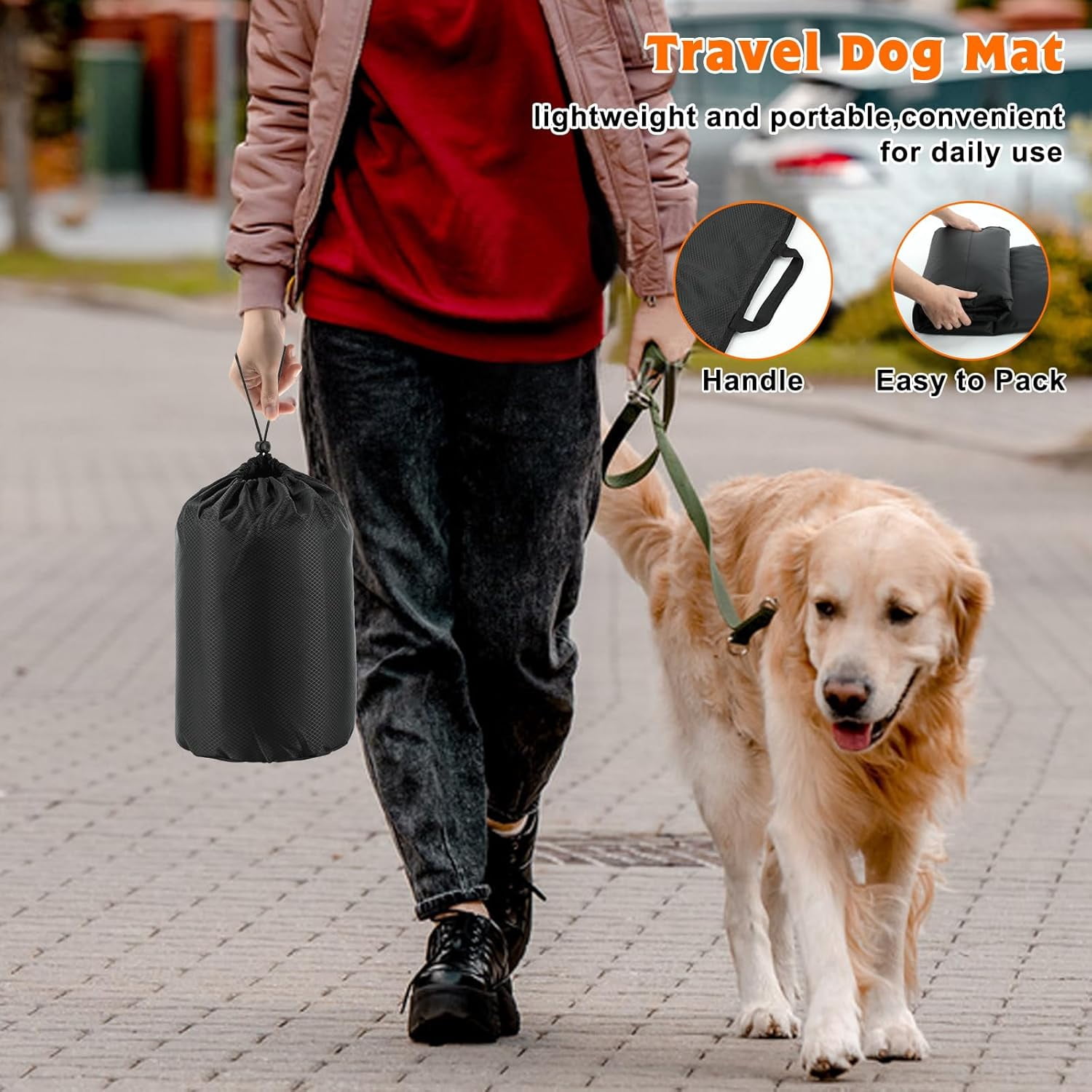 Large Outdoor Dog Bed Mat, Portable Waterproof Camping Dog Mat, Washable Dog Travel Mat with Carry Bag for Medium and Large Dogs Sleeping, 57"X39"