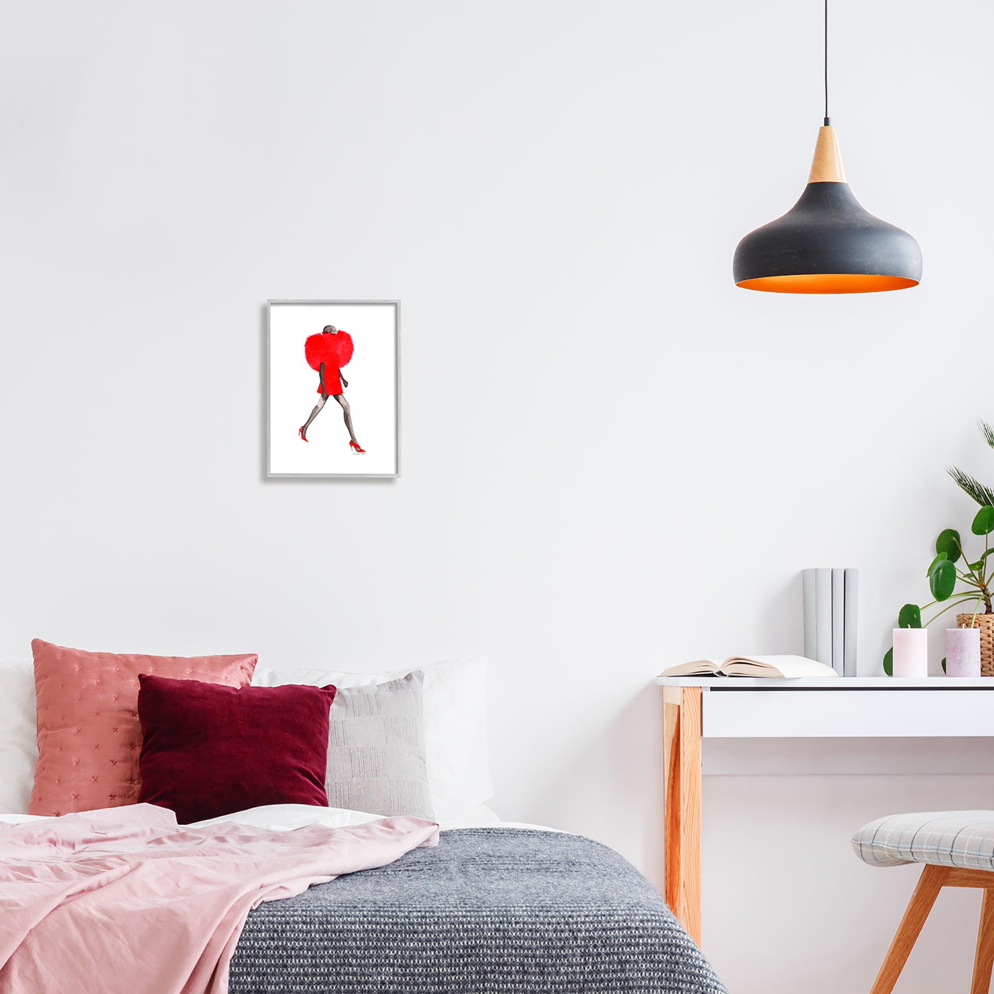 Stupell Industries Red Fashion Pose Beauty & Fashion Painting Gray Framed Art Print Wall Art, 11 x 14