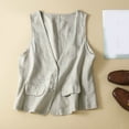 thumbnail image 2 of GEWSEY Womens Linen Vest Casual Sleeveless V-Neck Blazer Cardigans Lightweight Jacket Waistcoat (Grey, L), 2 of 9