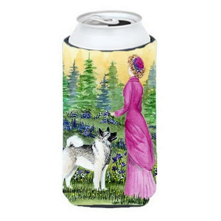 

Lady With Her Norwegian Elkhound Tall Boy bottle sleeve Hugger - 22 To 24 oz.