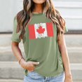 thumbnail image 4 of Boxy T-Shirt Femme Drapeau du Canada Graphique T-Shirt Feuille d'Érable Canadienne Manches Courtes Tee-Shirt Patriotique Femme Vert Armée TG, 4 of 4