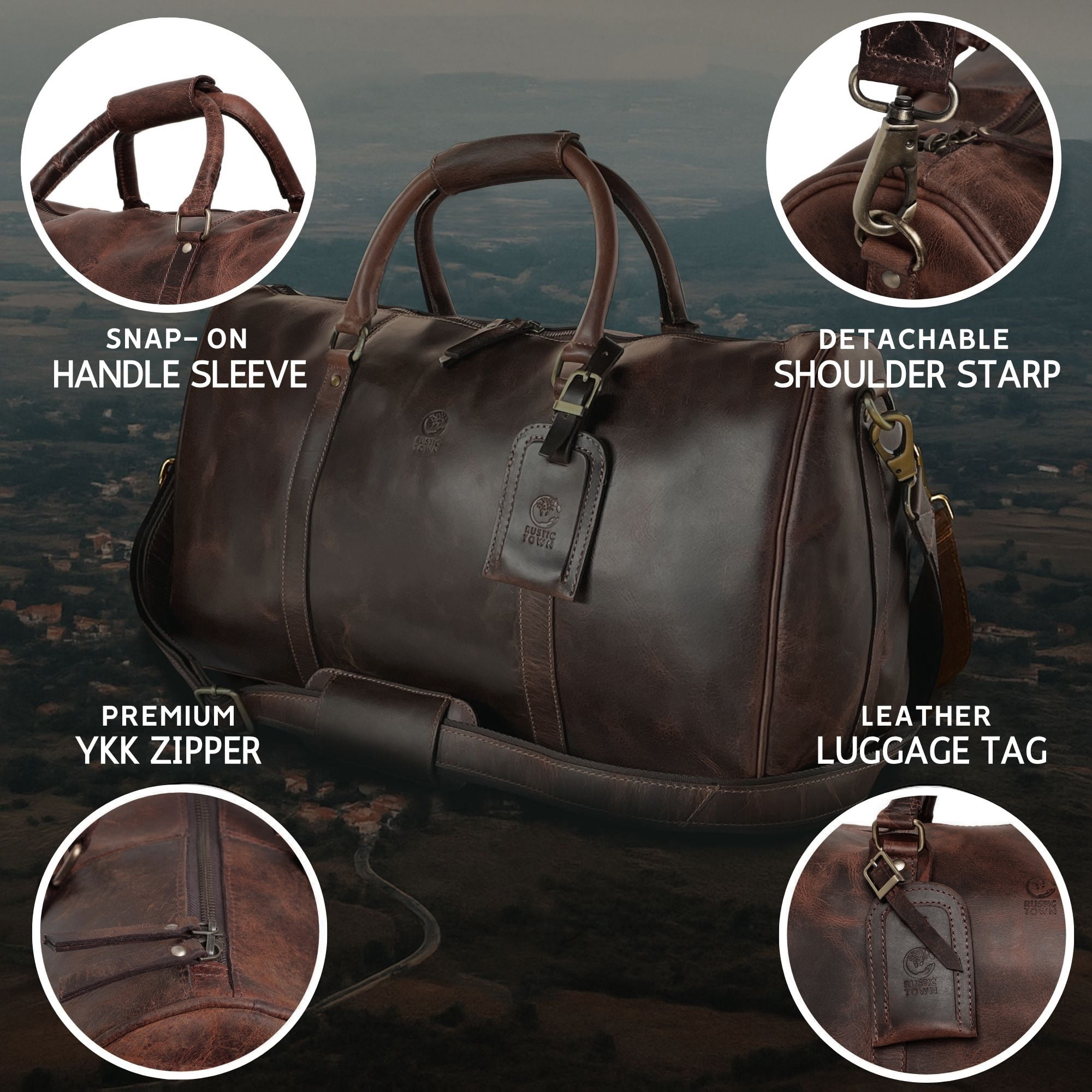 Rustic Town, Leather Duffle Bag, 20