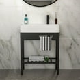 thumbnail image 3 of Modern Bathroom Vanity 28" x 12" Vintage-Inspired Ceramic Console Sink with Built-in Washboard, Overflow & Sleek Black Legs,Wooden Bathroom Vanity, 3 of 10