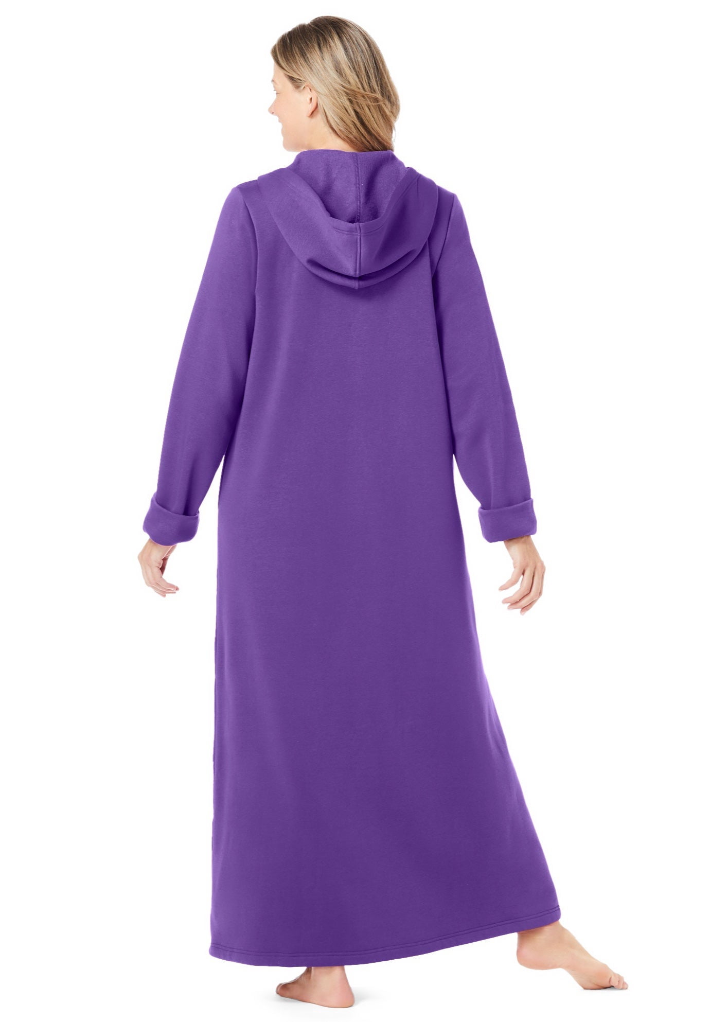 Dreams & Co. Plus Size Long Hooded Fleece Sweatshirt Robe