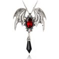 thumbnail image 1 of Collar con colgante de peltre con alas de murciélago y piedra, 1 of 5
