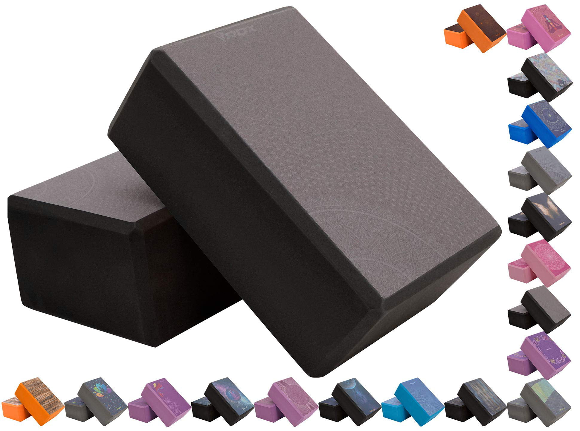 RDX Yoga Block Set Non-Slip High-Density Eva Foam Brick for Pilates Flexibility Body Balance 23x15x9.8CM Easy Grip Surface for Stability Strength Training Deepen Poses Exercise Office Home Gym 