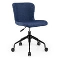 thumbnail image 1 of Gymax Mid Back Armless Office Chair Adjustable Swivel Linen Task Chair Blue, 1 of 10