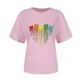 thumbnail image 3 of Otvok Womens Short Sleeve Tops Rainbow Moon Heart Print Casual Round-Neck Blouse T-Shirt, 3 of 6