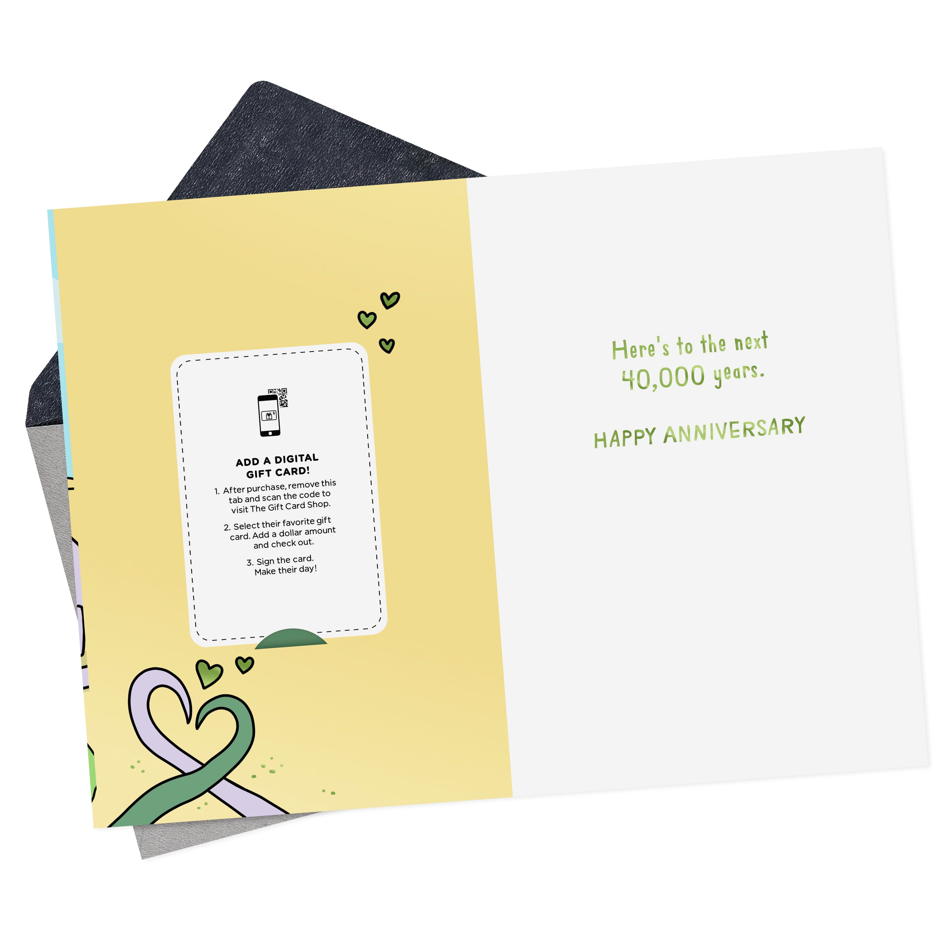 Hallmark Gift Card Greeting Funny Anniversary Card for Husband, Wife, Couple (Hugging Dinosaurs)