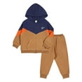 thumbnail image 2 of Gelikeya Toddlers Boys Girls Fleece Sweatsuit 2Pcs Zip Up Long Sleeve Pullover Hoodie Jogger Pants Set Sports Activewear 1-5Y (Khaki, 2-3 Years), 2 of 3