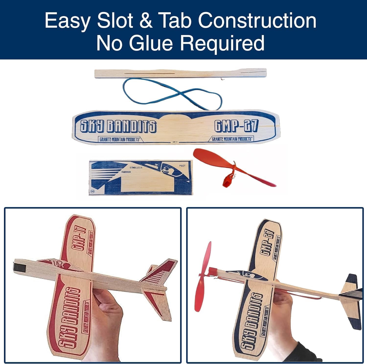 Balsa Wood Airplane Kits | Gliders And Propeller Plane Toys Set | Set Of 4 Wooden Airplane | 2 Rubberband Powered Propellor Planes And 2 Balsa Wood Glider Planes | Model Toy Airplane Kit