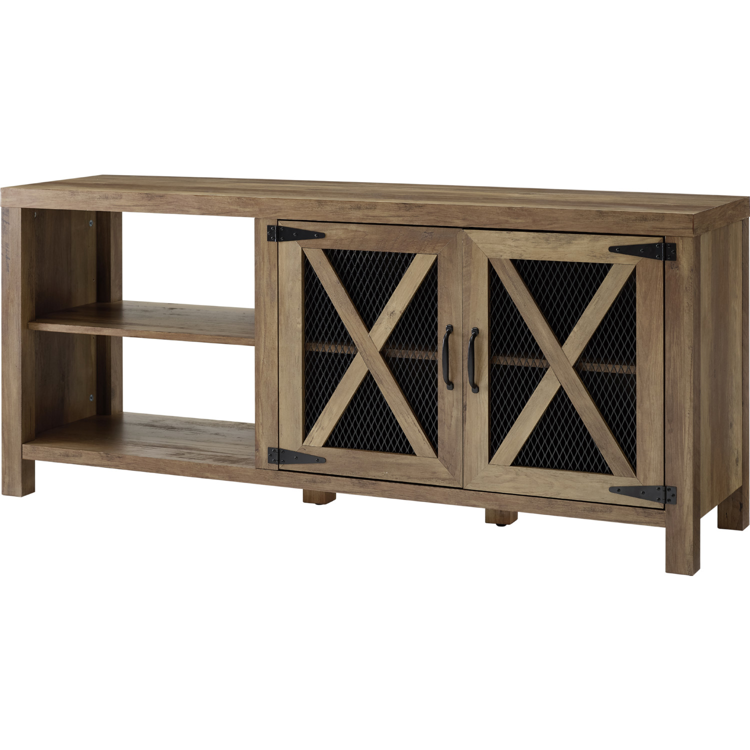 58" Industrial Farmhouse TV Stand Rustic Oak