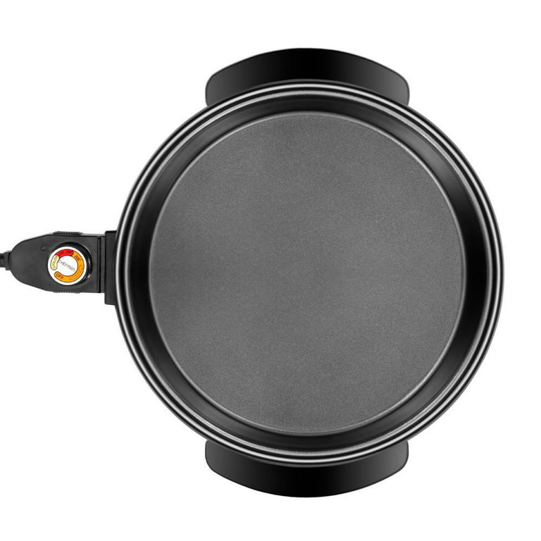 OVENTE Electric Skillet and Frying Pan, 12 Inch Round Cooker with Nonstick  Coating, 1400W Power, Adjustable Temperature Control, Tempered Glass Lid  with Vent and Cool Touch Handles, Black SK11112B 