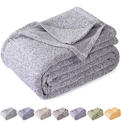KAWAHOME Knit Summer Thin Blanket Breathable Lightweight Fuzzy Heather Jersey Blankets All