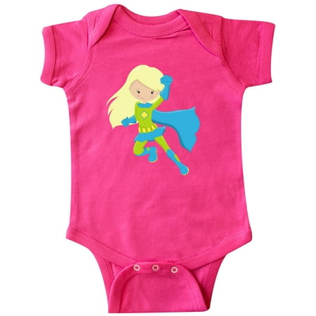 

Inktastic Superhero Girl Blonde Hair Blue Cape Blue Boots Gift Baby Girl Bodysuit