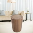 thumbnail image 3 of Bote de Basura Redondo de Madera, Cesto de Basura para Cocina Y Oficina, Dormitorio, Baño, Herramientas de Limpieza, Cestas de Almacenamiento Decorati madera 1 columpio BLESIY bote de basura redondo, 3 of 8