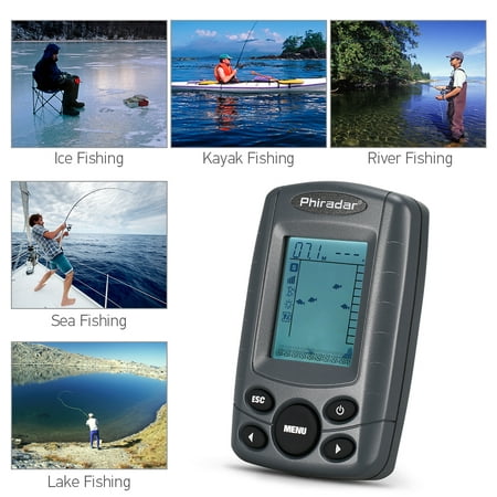 Portable 2.4 Inch LCD Fish Finder 240FT Depth Range Fishing Finder with Wired Sonar Sensor (Best Fish Finder App)