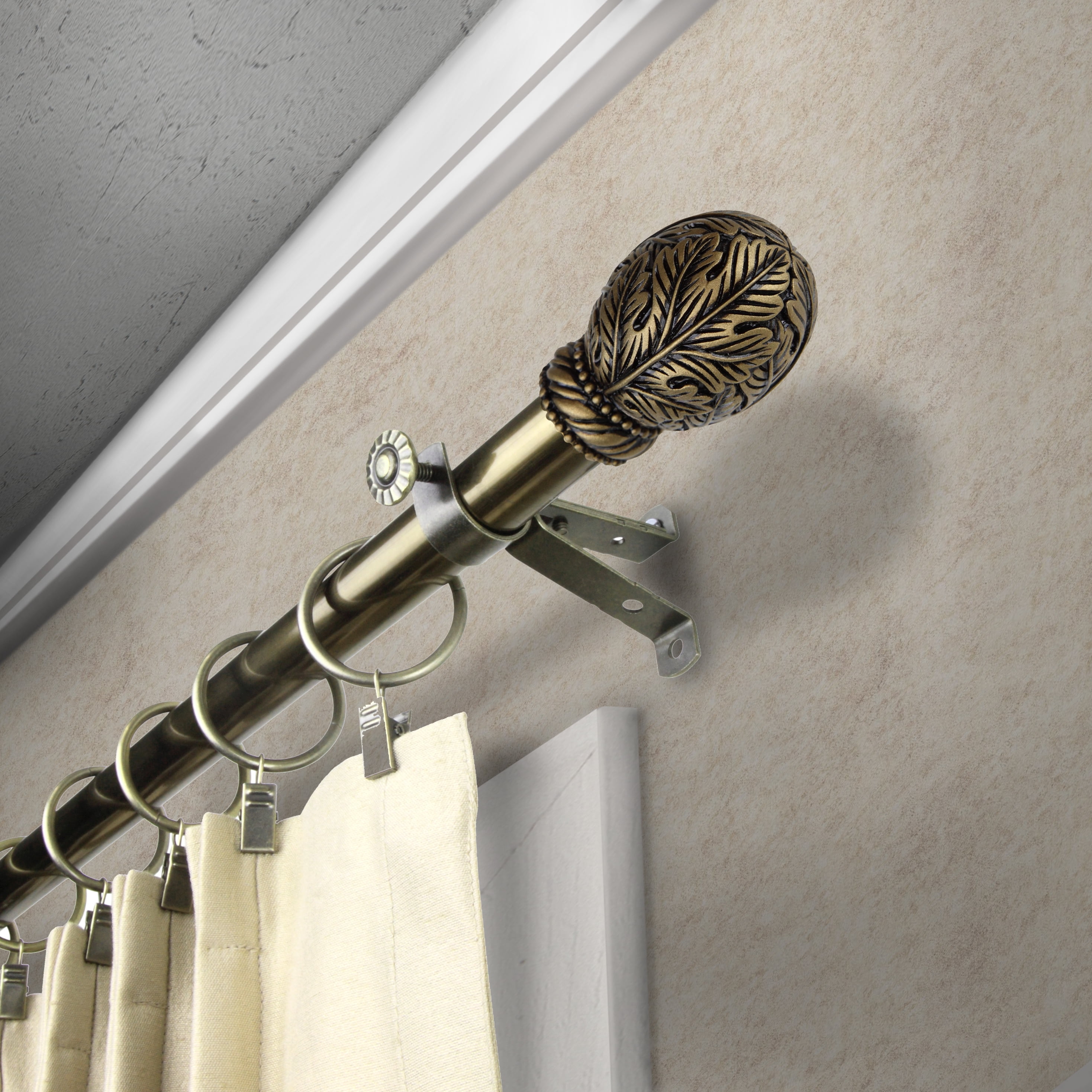 13/16" Dia Adjustable 28-48" Santino Curtain Rod in Antique Brass