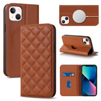 Feishell Wallet Case Designed for iPhone 13 mini (5.4 inch),Compatible with MagSafe Charger,Stylish PU Leather Magnetic Closure Folio RFID Blocking Protection Card Slots Flip Kickstand Phone Cas,Brown
