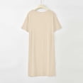 thumbnail image 5 of Women's Soft Short Sleeve Nightgown Crew Neck Stretchy Comfortable Loose Midi Bedroom Loungewear Dress Beige Plus Size Nightgown XL, 5 of 5