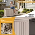 thumbnail image 3 of Decksplore 250 Gallon Extra Large Resin Deck Box, Soft Close Lockable UV-Resistant Outdoor Storage Box, Light Coffee, 3 of 8