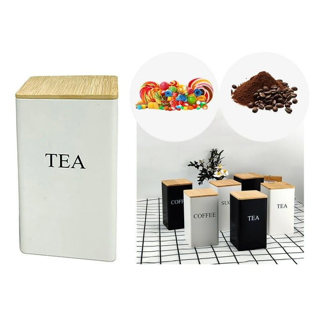 Metal Kitchen Canister Set for Coffee Tea and Dry Food Storage with Secure Airtight Lids