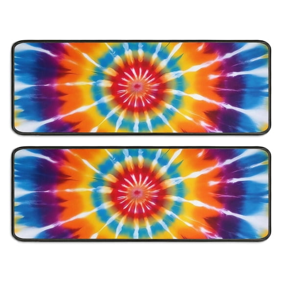 Kitchen Rugs Sets Of 2,Rainbow Tie Dye Sunburst Anti Fatigue Kitchen Mat Rugs Non Slip Washable,Decorative Kitchen Floor Mats for Kitchen,Sink,Laundry,17"x47" 17"x47"