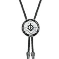 thumbnail image 3 of Collar de cuerda de cuero vintage Zulema Bolo Tie para mujeres y hombres Black Masonic, 3 of 8