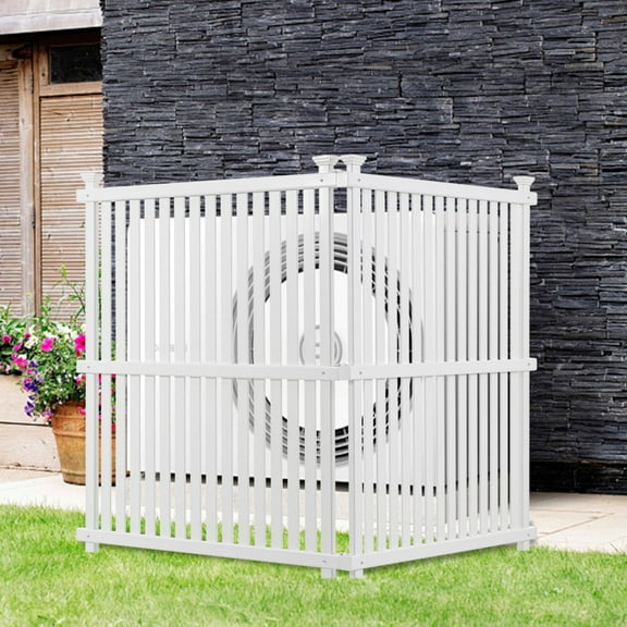 Privacy Screen Panels Kit Air Conditioner Trash Can Enclosure Vinyl white color