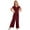Burgundy, variant on TiaoBug Kids Girls Formal Costume V Neck Bodysuit Rompers Jumpsuit Short Sleeve Wide Leg Pants Turquoise 12