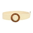 thumbnail image 3 of ZHENHONG Buckle Belt for Women Wide Elastic Stretch Waist Belts Wooden Buckle for Coat Dress Decor Women's Accessories Belt White, 3 of 4