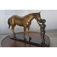 thumbnail image 4 of Nifao Girl Kisses Her Horse Bronze Statue on Marble Base – Home Decor Sculpture, 23"L x 6"W x 15"H, 4 of 13