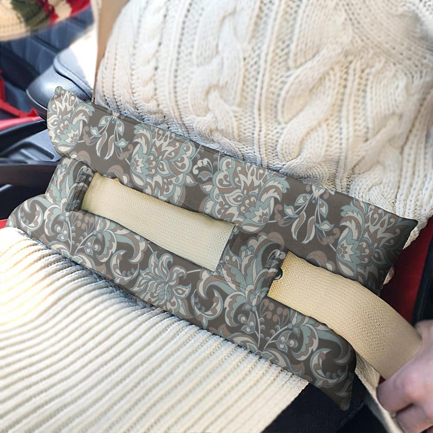 Chic Artistic Paisley Seat Belt Pillow - Soft Recovery Cushion for Post Mastectomy - Machine Washable Ethnic Design Car Pillow