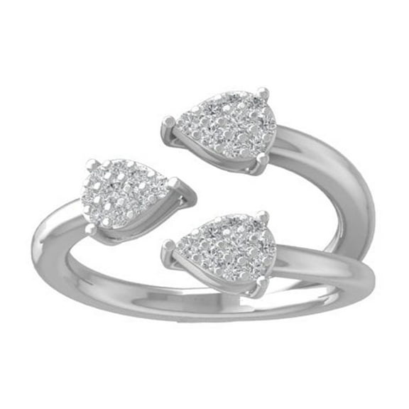 Araiya Fine Jewelry 10K White Gold Round-shape Lab Grown Diamond Bypass Open Band Ring ( 1/3 cttw, D-F Color, VS Clarity) Size 6