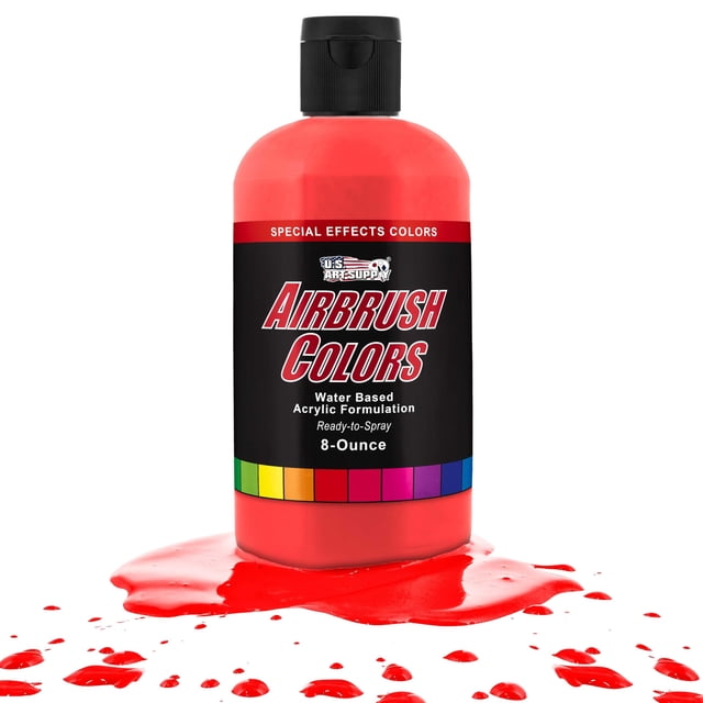 U.S. Art Supply Ready to Spray Neon Red Special Effects Acrylic Airbrush Paint - 8oz Bottle, Professional Grade Non-Toxic Water-Based Colors for Vibrant & Permanent Results