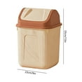 thumbnail image 2 of Flip-Top Square Trash Can with Lid - Odor-Control Plastic Waste Bin for Office, Bathroom, Desk Side & Small Spaces - Compact Garbage Bin for Home & Workspace Organization, 13*9in, Khaki, 2 of 6