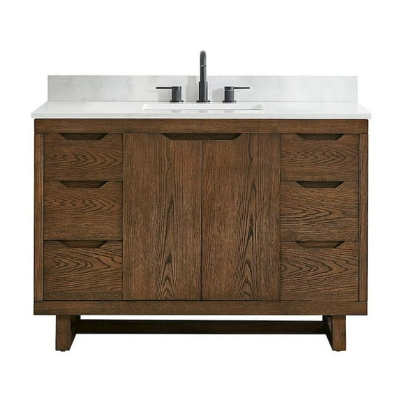 Altair-13 48" Single Bathroom Vanity in Brown Brushed Oak with Grain White