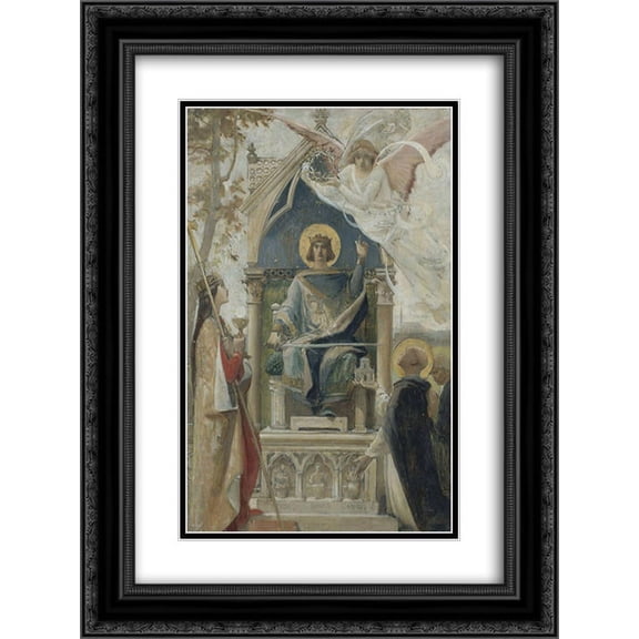 Luc Olivier Merson 2x Matted 20x24 Black Ornate Framed Art Print 'St. Louis, study for a painting done in 1888'