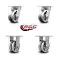 thumbnail image 2 of 4 Inch Kingpinless V Groove Semi Steel Wheel Swivel Caster Set 2 Swivel 2 Rigid, 2 of 2