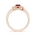 thumbnail image 2 of ANGARA Natural Solitaire 1 ct Ruby Split Shank Engagement Ring with Trio Diamonds in 14K Rose Gold for Women (Size-7x5mm) | July Birthstone, Anniversary, Jewelry Gift for Women | Natural Ruby Ring, 2 of 9