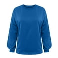 thumbnail image 6 of XFLWAM Women's Lantern Long Sleeve Sweatshirts Crewneck Solid Color Pullover Tops Fall Winter Casual Loose T Shirts Blue XL, 6 of 7