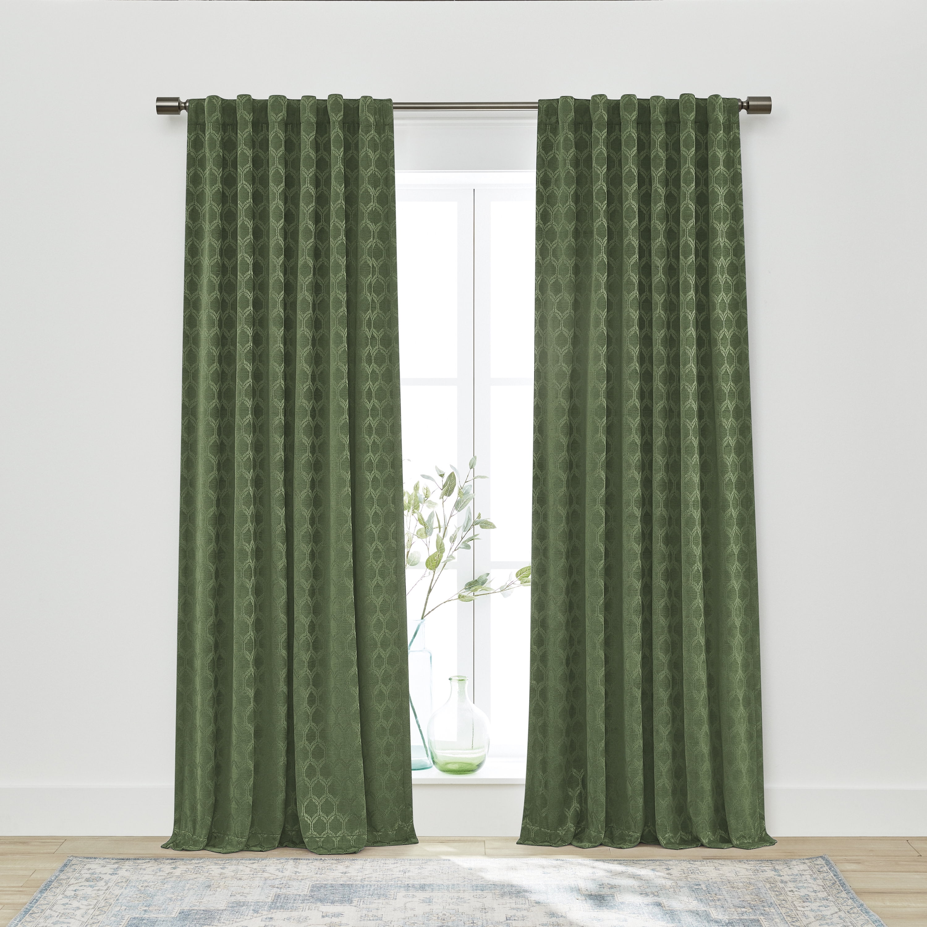 (2 pack) Better Homes & Gardens Jacquard Velvet Blackout Curtain Rod Pocket/Back Tab Indoor Single Panel, Sea Turtle, 50" W x 108" L, Adult