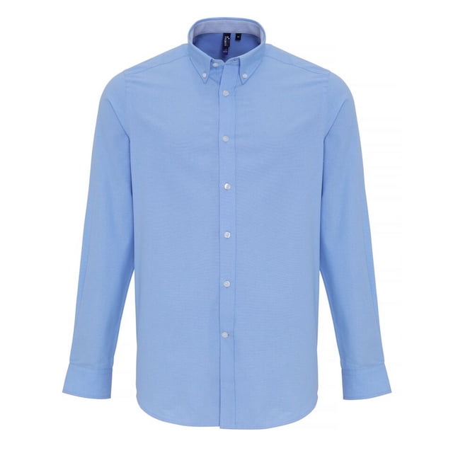 Premier - Camisa de Rayas de Oxford para Hombre (Azul Claro)