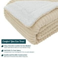 thumbnail image 5 of PAVILIA Reversible Sherpa Fleece Throw Blanket Cream Beige, Plush Flannel Throw, Ultra Soft Warm Ribbed Microfiber Blanket for Sofa Couch Bed, Luxury Thick Striped Blanket, Beige, 50x60, 5 of 7