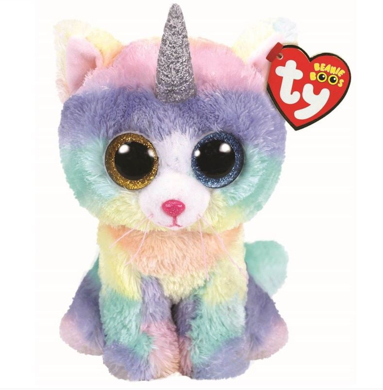 6" TY Beanie Boo With Tag Glitter Eyes Soft Whimsy Blue Cat Plush Toys 2018 New 