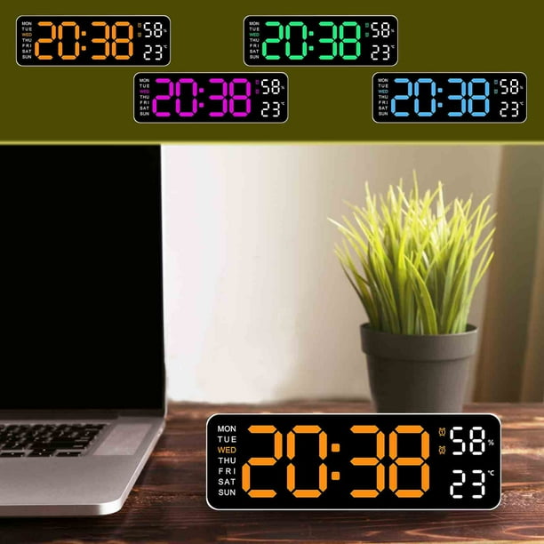 Xihbxyly Reloj Electrónico Led, Alarma Multifuncional y Temporizador de Cuenta Regresiva, Visualización de Temperatura y Humedad, Funcionamiento Silencioso, Decoración Moderna para El Hogar, Uso de C