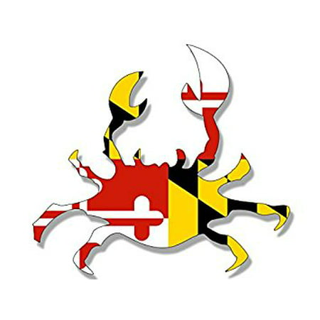 CRAB Shaped MARYLAND Flag Sticker Decal (shape decal baltimore) Size: 4 x 5