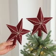 thumbnail image 4 of Cinvoph Christmas Star Tree Topper with Sequin for Holiday Decorations, Velvet Shatterproof Xmas Tree Decoration Ornament for Home Party Indoor Outdoor Decor 8" Red B, 4 of 6